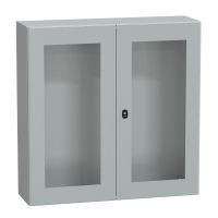 Obudowa SpacialS3D podwójne przezroczyste drzwi b/płyty montażowej 1000xW1000xD300 IP55 IK08 RAL7035 | NSYS3D101030DT Schneider Electric