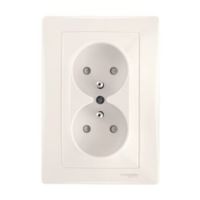 Gniazdo podwójne z/u 2x2P+PE 16A/250V zaciski typu lift kremowe, Sedna | SDN2800623 Schneider Electric