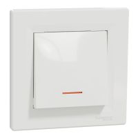 Łącznik jednobiegunowy z podświetleniem z ramką 10AX250V zaciski bezgwintowe białe, Asfora | EPH1400121 Schneider Electric