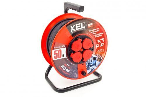 Przedłużacz bębnowy PROFESSIONAL LINE, 4x2p+Z, IP44 16A H05RR-F 3x1,5, 40m, czarny  | W-97056 Plastrol