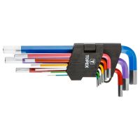 Klucze sześciokątne 1,5-10mm, kolorowe, komplet 9 sztuk | 35D966 TOPEX