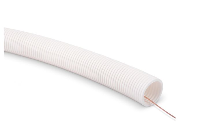 Rura giętka karbowana bezhalogenowa z pilotem PP mod. RKLSHFP 20/16 320N samogasnąca, mleczna (50m) | 10073 TT Plast