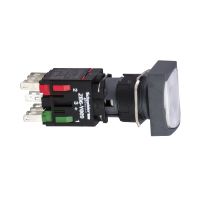 Przycisk podświetlany biały Fi-16mm płaski prostokątny LED 12-24VACDC 1NO+1NC | XB6DF1B5B Schneider Electric