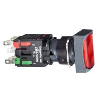 Przycisk płaski czerwony push-push LED 12-24V prostokątny Harmony XB6 | XB6DF4B2B Schneider Electric