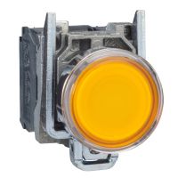 Przycisk podświetlany żółty kryty Fi 22mm z samopowrotemv120V 1NO+1NC Harmony XB4 | XB4BW35G5 Schneider Electric