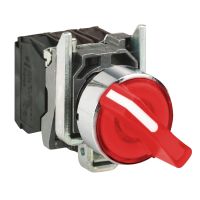 Przełącznik piórkowy czerwony z podświetleniem Fi22mm 2 pozycje 230V 1NO+1NC Harmony XB4 | XB4BK124M5 Schneider Electric