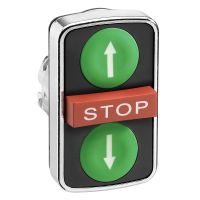 Przycisk potrójny zielony/STOP/zielony samopowrotny metalowy góra/STOP/dół Harmony XB4 | ZB4BA73134 Schneider Electric