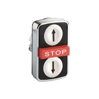 Przycisk potrójny biały/STOP/czarny metalowy strz.góra/STOP/strz.dół Harmony XB4 | ZB4BA71124 Schneider Electric