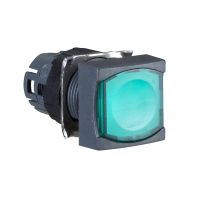 Przycisk płaski zielony push-push LED plastikowy kwadratowy Harmony XB6 | ZB6CF3 Schneider Electric