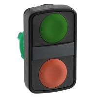 Główka przycisku podwójnego płaski zielony/czerwony z samopowrotem metalowy Harmony XB5 | ZB5AA7340 Schneider Electric