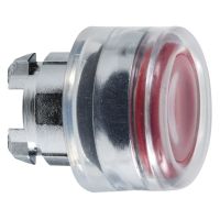 Główka przycisku płaskiego z samopowrotem LED okapturzona czerwona metalowa Harmony XB4 | ZB4BW543 Schneider Electric