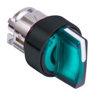 Główka przełącznika 3 pozycyjnego z samopowrotem LED zielona plastikowa Harmony XB5 | ZB5AK1733 Schneider Electric