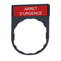 Ramka do mocowania etykiet 30x40mm czerwona z etykietą 8x27mm "ARRET D'URGENCE" Harmony XB4 | ZBY2130 Schneider Electric