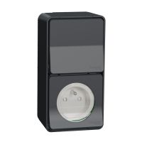 Łącznik schodowy + Gniazdo 2P+PE antracyt, Mureva | MUR36025 Schneider Electric