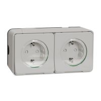 Gniazdo podwójne z/u, IP55, białe, Mureva | MUR39035 Schneider Electric