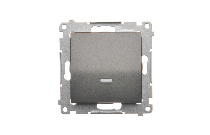 Łącznik jednobiegunowy z podświetleniem LED, 10AX, szybkozłącza, antracyt DW1L.01/48 Simon 54 | DW1L.01/48 Kontakt Simon