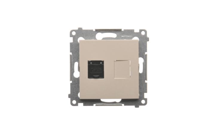 Gniazdo komputerowe pojedyncze RJ45 kat. 6 z osłoną przeciwkurzową, krem D61.01/41 Simon 54 | D61.01/41 Kontakt Simon