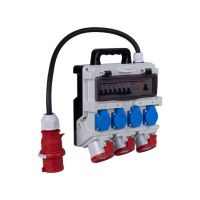 Rozdzielnica budowlana TR-S/FI SKH 32A 2x16A 4x230V z kablem i wtykiem32Az zabezpiec i różnicówIP44 | DV-1437-F Doktorvolt