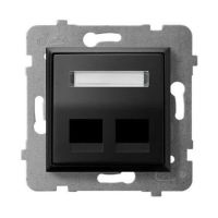 Obudowa gniazda podwójnego typu Keystone prosta z przesłonami GPK-2UP/p/33czarny matowy, Aria | GPK-2UP/p/33 Ospel