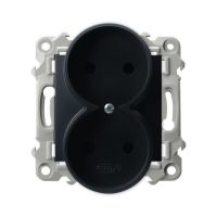 Gniazdo podwójne czarny matowy SZAFIR | GP-2ZR/m/33 Ospel