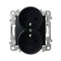 Gniazdo podwójne z uziemieniem czarny matowy SZAFIR | GP-2ZRZ/m/33 Ospel