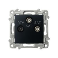 Gniazdo RTV-SAT z dwoma wyjściami SAT czarny matowy SZAFIR | GPA-Z2S/m/33 Ospel