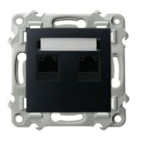 Gniazdo komputerowe podwójne, kat. 5e czarny matowy SZAFIR | GPK-2Z/K/m/33 Ospel