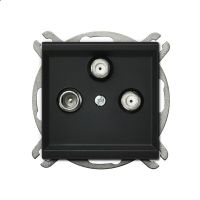 Gniazdo antenowe RTV-SAT z dwoma wyjściami SAT, czarny matowy, SONATA | GPA-R2S/m/33 Ospel