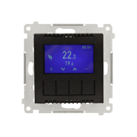 Termostat programowalny z wyświetlaczem z wew/zewn czujnikiem temperatury, bez sondy czarny mat | DETD1A.01/49 Kontakt Simon