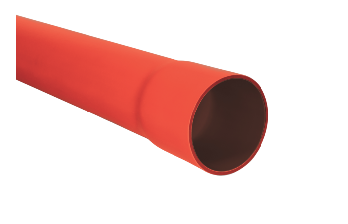 Rura osłonowa sztywna z kielichiem ROS-M 110/5,5 750N,RHDPE, gładka, czerwona (6m/50szt) SRS | 10674 TT Plast
