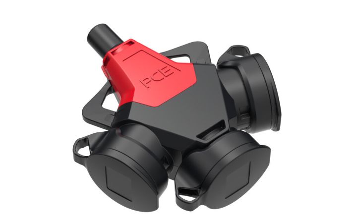 Rozgałęziacz 1-faz gumowy 10/16A 2P+Z potrójny z bolcem z zatyczką IP54, Taurus2 | 243711-srw PCE