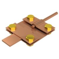 Złącze kontrolne 4-otworowe, drut-bednarka, B do 50mm, miedź/mosiądz | AH03092 AH Hardt
