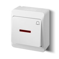 Łącznik n/t zwierny "dzwonek" z podświetleniem IP44, biały, Hermes | 0347-02 Elektro-Plast Nasielsk