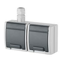 Gniazdo hermetyczne natynkowe podwójne z uziemieniem 2x2P+Z poziom IP65, szare 7035/7043, Aquant | 1242-65 Elektro-Plast Nasielsk