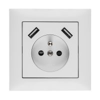 Gniazdo p/t pojedyncze GPT 2P+Z 2xUSB z/r białe, Sentia | 1488-00 Elektro-Plast Nasielsk