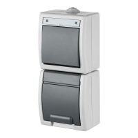Łącznik n/t 1-biegunowy/schodowy + gniazdo n/t 2P+Z V, IP55, szare 7035/7043, Aquant | 1256-10 Elektro-Plast Nasielsk