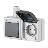 Gniazdo n/t podwójne GNT 2x2P+Z H Schuko IP65, szare 7035/7043, Aquant | 1245-65 Elektro-Plast Nasielsk