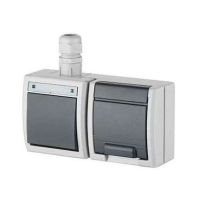 Łącznik n/t 1-biegunowy/schodowy + gniazdo n/t 2P+Z Schuko, IP65, szare 7035/7043, Aquant | 1248-65 Elektro-Plast Nasielsk
