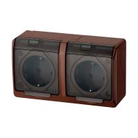 Gniazdo n/t podwójne 2x2P+Z Schuko IP44, brązowe / dymne, Hermes | 0325-05 Elektro-Plast Nasielsk