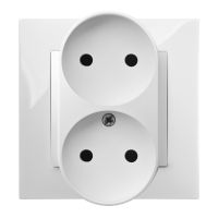 Gniazdo p/t podwójne 2x2P modułowe B/R, IP20, białe, Carla | 1744-10 Elektro-Plast Nasielsk