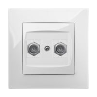 Gniazdo p/t podwójne 2xTV typ FF B/R, IP20, białe, Carla | 1787-10 Elektro-Plast Nasielsk