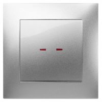 Łącznik p/t 1-biegunowy z podświetleniem, bez ramki, IP20, srebrny, Carla | 1723-16 Elektro-Plast Nasielsk