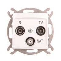 Gniazdo p/t antenowe R-TV-SAT 10dB B/R, IP20, srebrny, Carla | 1761-16 Elektro-Plast Nasielsk