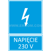 Tabliczka TZI 52X74S napis: Napięcie 230V | E04TZ-01041110800 Ergom