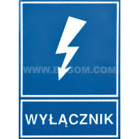 Tabliczka TZI 52X74S napis: Wyłącznik główny | E04TZ-01041111500 Ergom