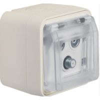 Gniazdo antenowe W.1, R+TV+SAT końcowe z pokrywą, kompletne, IP55, białe | 12033532 Hager