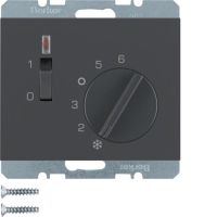 Regulator temperatury pomieszczenia 24 V styk zwierny, el.centralny, łącznik, dioda, antracyt, mat | 20317106 Hager