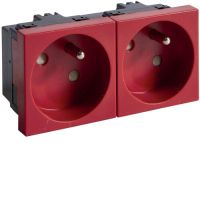Gniazdo 2P+Z 33st. podwójne 45x45mm bezhalogenowe czerwone Tehalit.GB-EG | EER2333020 Hager