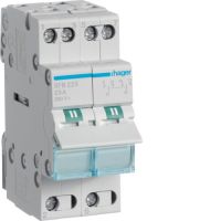 Modułowy przełącznik instalacyjny I-0-II punkt wspólny od dołu 2P 25A 230VAC | SFB225 Hager