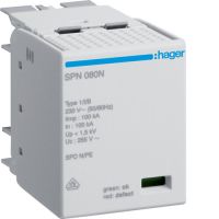 Moduł wymienny T1 kombinowany 1P sieć TT(N-PE) Iimp=100kA Up?1,5kV, SPD | SPN080N Hager